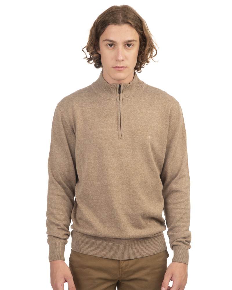 REBASE HALF ZIP 242-RKNIT-8004 BEIGE MELANGE