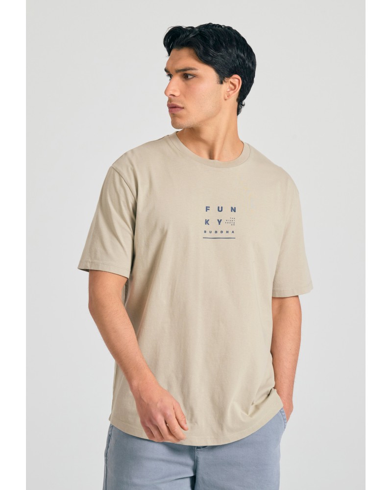 FUNKY BUDDHA T-SHIRT FBM011-043-04 STONE
