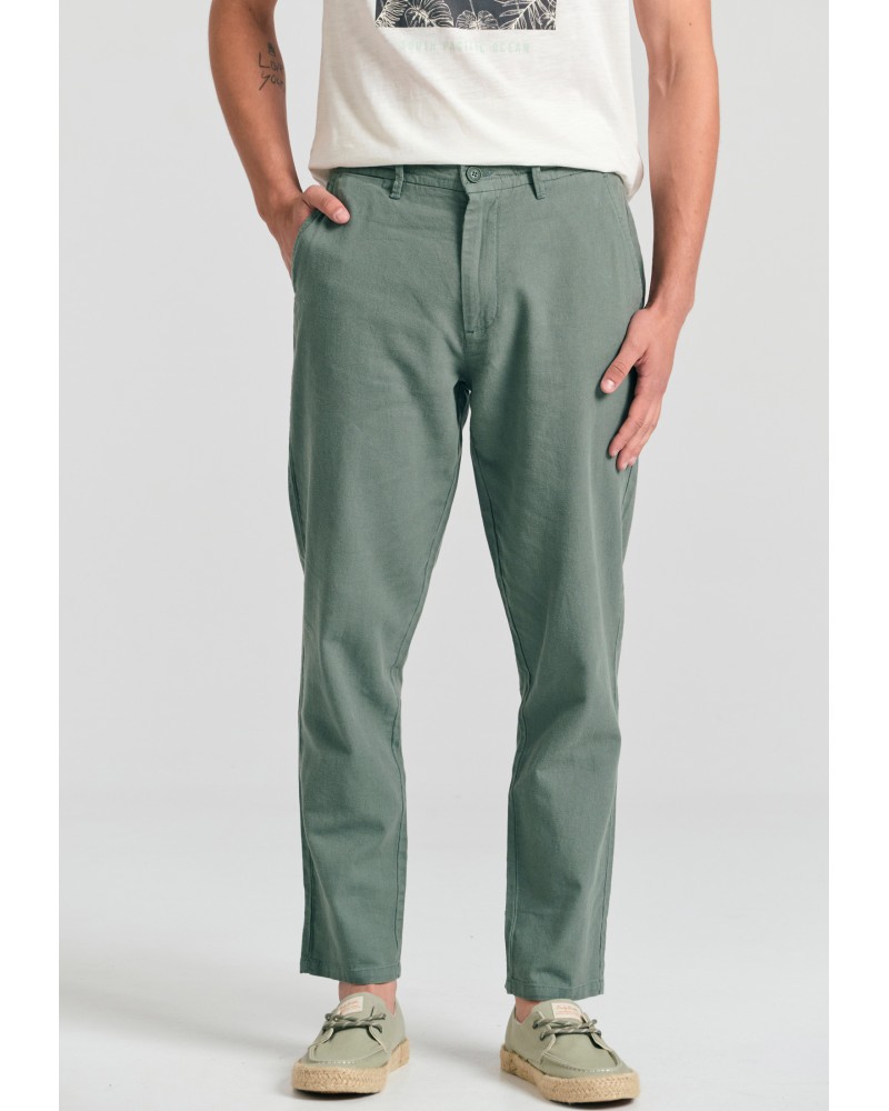 GARAGE 55  LINEN BLEND GARMENT DYED CHINO GAM011-511-02 MINERAL GREEN