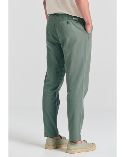GARAGE 55  LINEN BLEND GARMENT DYED CHINO GAM011-511-02 MINERAL GREEN