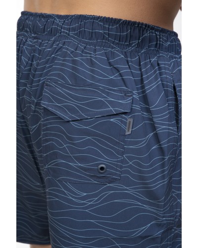 REBASE 251RMTS-8005 Swim Shorts in Patterned Print (4-Way Stretch) CC27 NAVY