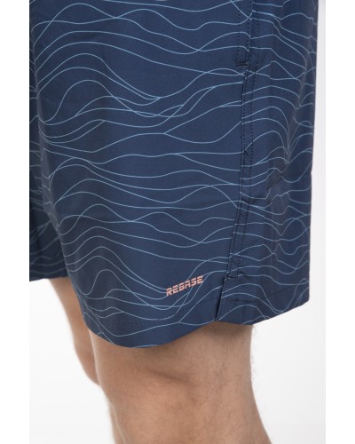 REBASE 251RMTS-8005 Swim Shorts in Patterned Print (4-Way Stretch) CC27 NAVY