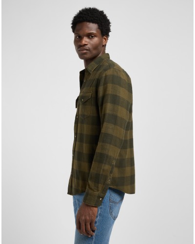 LEE	SHIRT CLEAN WESTERN SHIRT ARMY GREEN BUFF