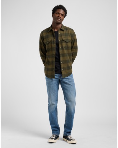 LEE	SHIRT CLEAN WESTERN SHIRT ARMY GREEN BUFF