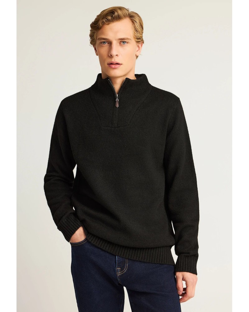 FUNKY HALF-ZIP KNIT FBM012-051-09 BLACK