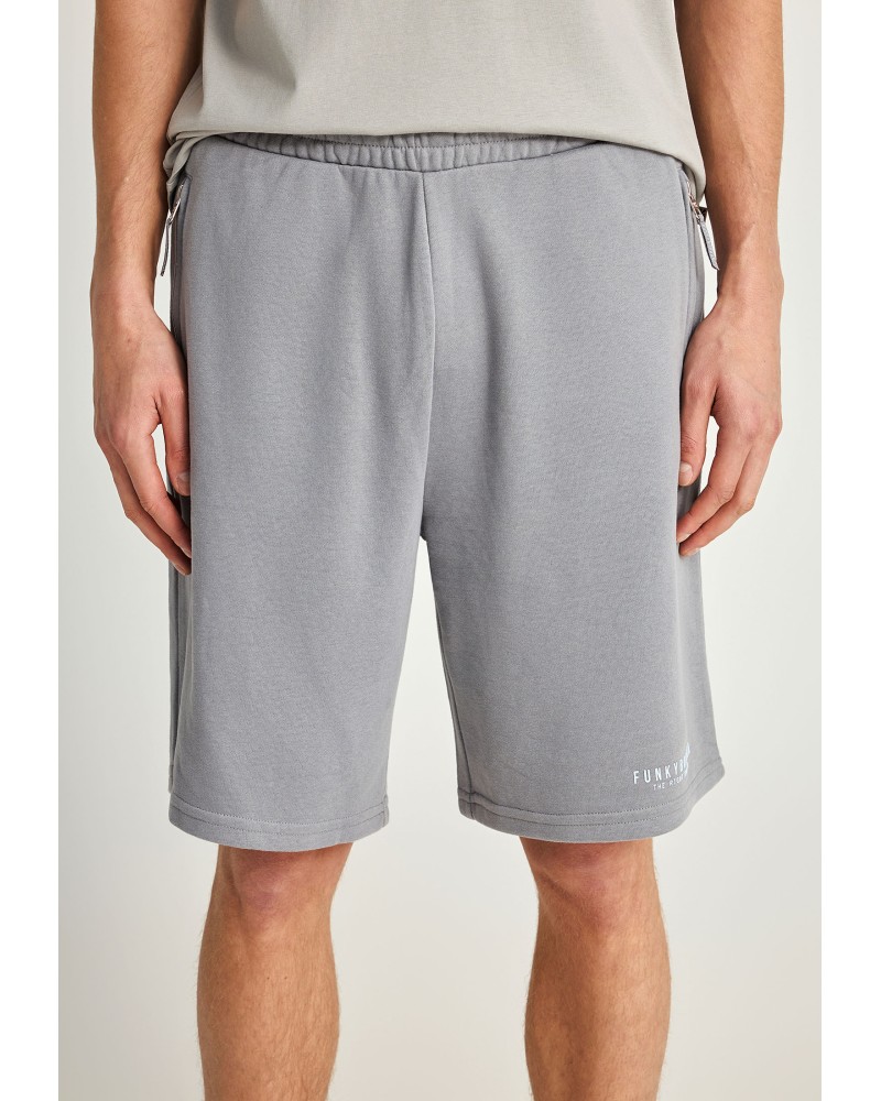 FUNKY BUDDHA	SWEAT SHORTS	FBM013-050-03 STEEL GREY