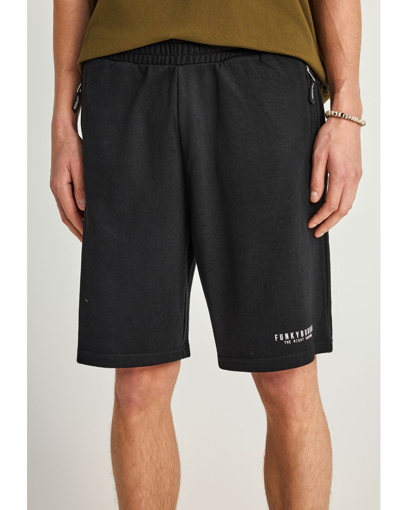 FUNKY BUDDHA	SWEAT SHORTS	FBM013-050-03 BLACK