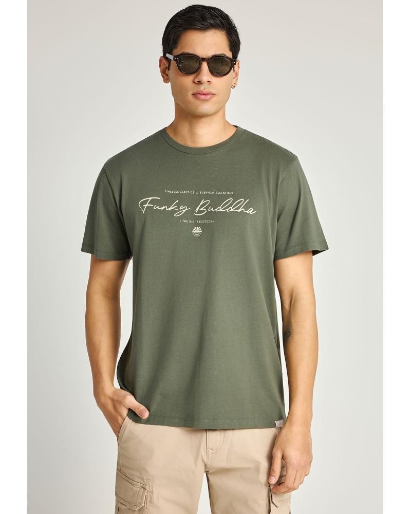FUNKY BUDDHA T-SHIRT FBM013-022-04 DEEP FOREST