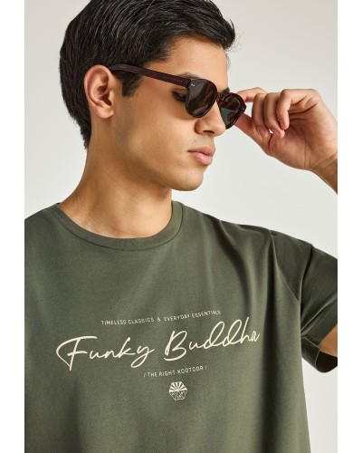FUNKY BUDDHA T-SHIRT FBM013-022-04 DEEP FOREST