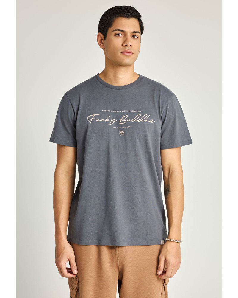 FUNKY BUDDHA T-SHIRT FBM013-022-04 DK GREY