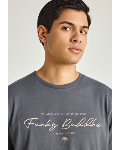 FUNKY BUDDHA T-SHIRT FBM013-022-04 DK GREY