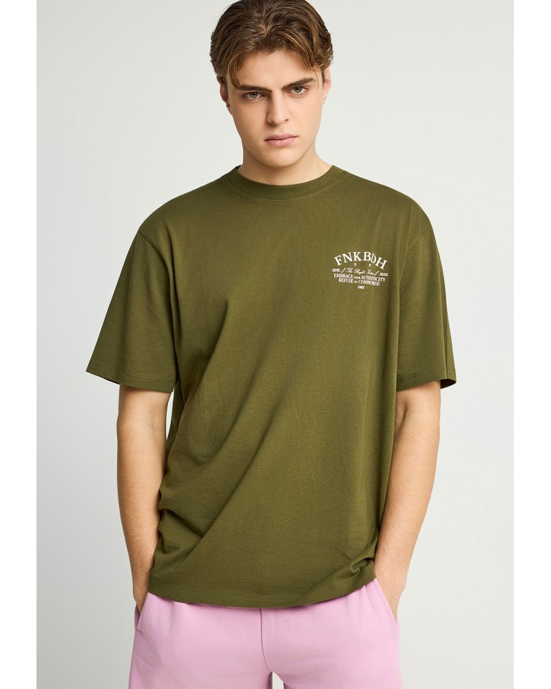 FUNKY BUDDHA T-SHIRT FBM013-017-04 KHAKI