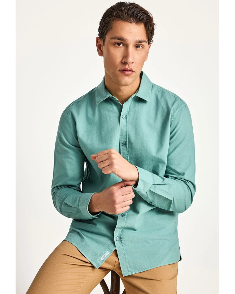 FUNKY BUDDHA SHIRT FBM013-051-05 MINERA BLUE