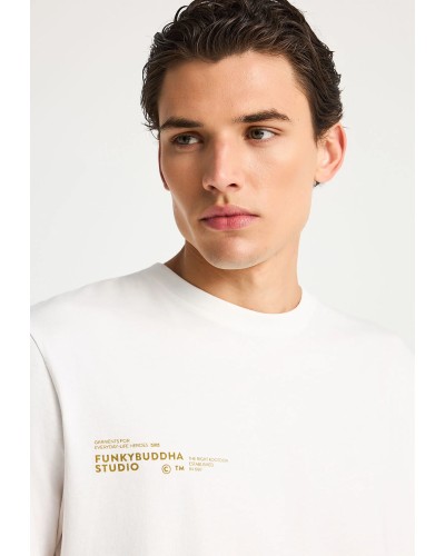 FUNKY BUDDHA T-SHIRT FBM013-012-04 OFF WHITE