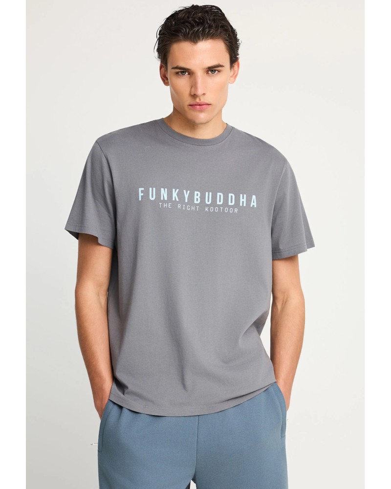 FUNKY BUDDHA T-SHIRT FBM013-011-04 STEEL GREY