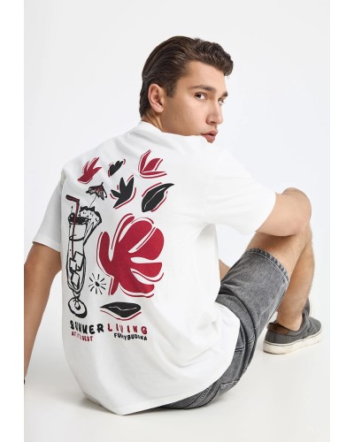 FUNKY BUDDHA T-SHIRT FBM013-088-04 OFF WHITE