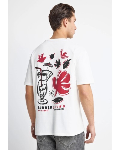 FUNKY BUDDHA T-SHIRT FBM013-088-04 OFF WHITE