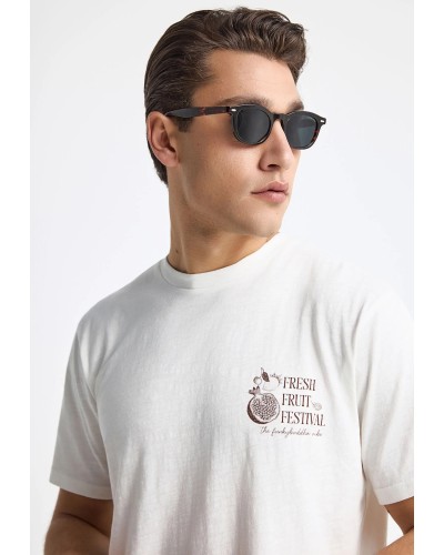 FUNKY BUDDHA T-SHIRT FBM013-082-04 OFF WHITE
