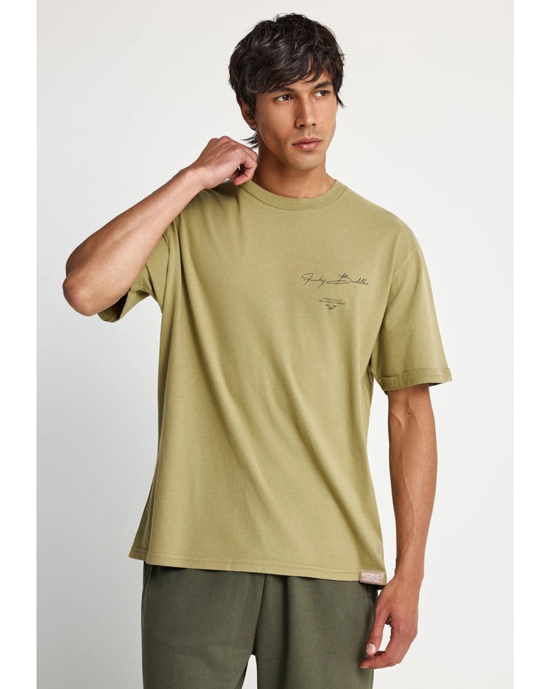 FUNKY BUDDHA T-SHIRT FBM013-013-04 GREEN MOSS