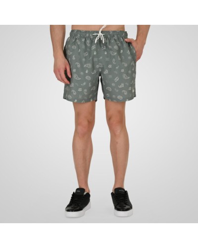 261RMTS-8019 Swim Shorts in Patterned Print (AOP) CC56 Sage Green