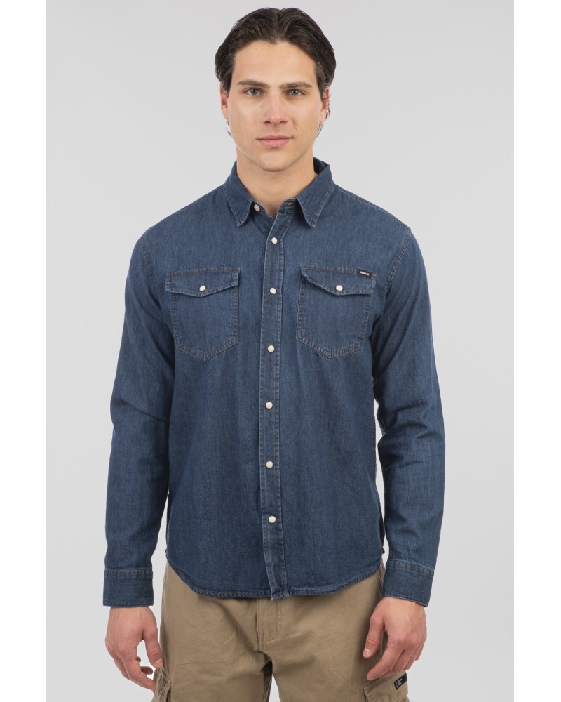 REBASE SHIRT 261.RDS-5067 MIDDLE DENIM BLUE