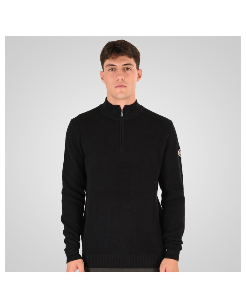 REBASE HALF ZIP KNIT 262.RKNIT-8054 BLACK