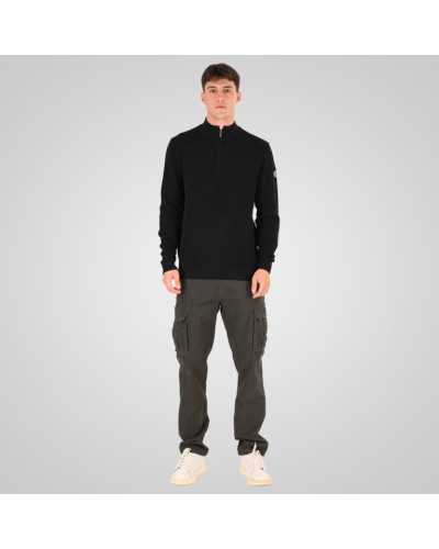 REBASE HALF ZIP KNIT 262.RKNIT-8054 BLACK