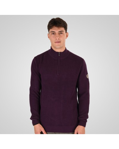 REBASE HALF ZIP KNIT 262.RKNIT-8054 DK RASBERRY