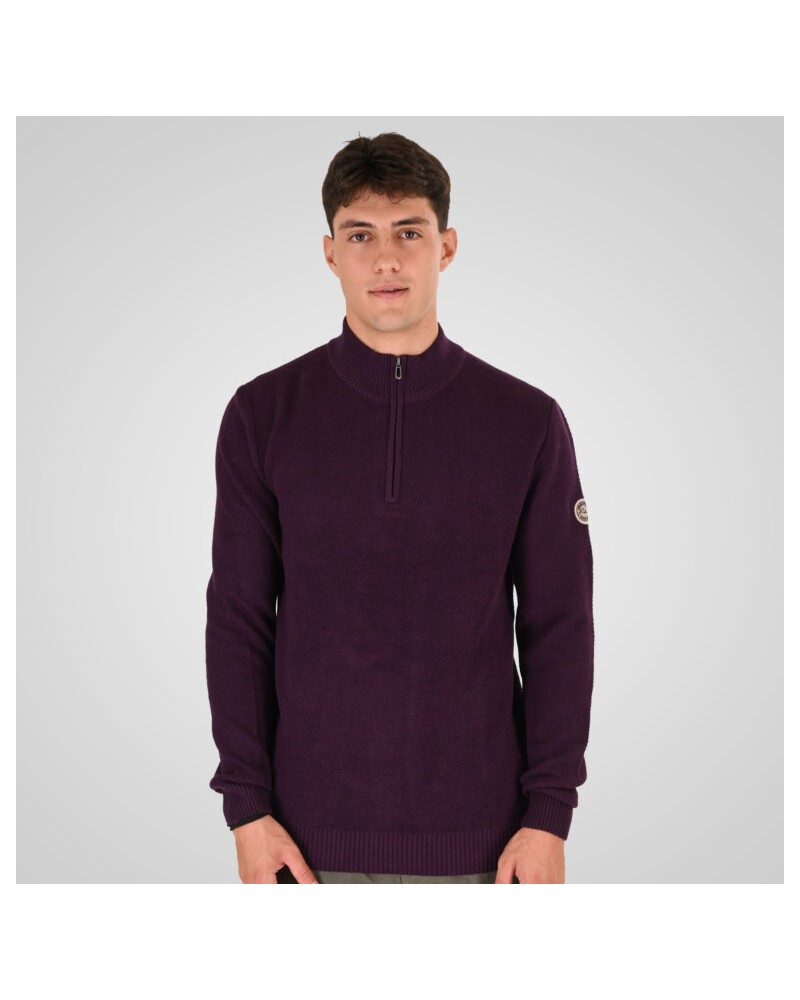 REBASE HALF ZIP KNIT 262.RKNIT-8054 DK RASBERRY