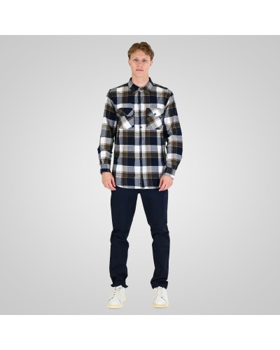 REBASE SHIRTS FLANNEL 262.RGS-5211 CC3 NAVY BEIGE