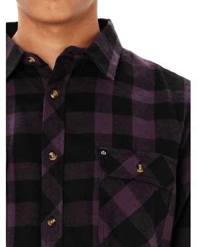 EMERSON CHECKERED FLANNEL BUTTON DOWN SHIRT 262.EM60.80 D.GRAPE/BLACK