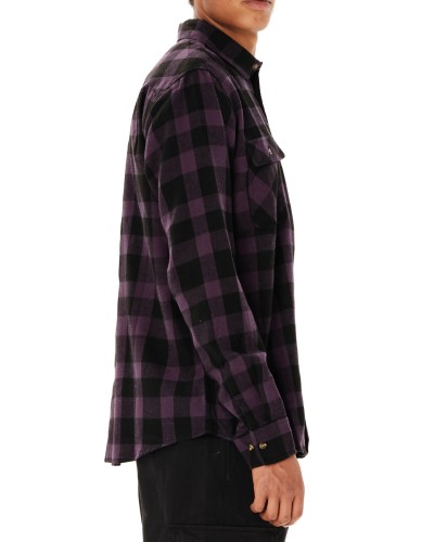 EMERSON CHECKERED FLANNEL BUTTON DOWN SHIRT 262.EM60.80 D.GRAPE/BLACK