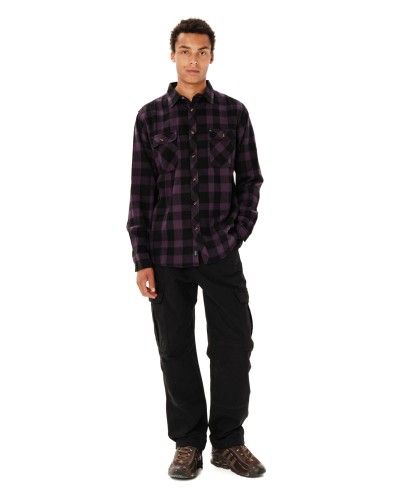 EMERSON CHECKERED FLANNEL BUTTON DOWN SHIRT 262.EM60.80 D.GRAPE/BLACK