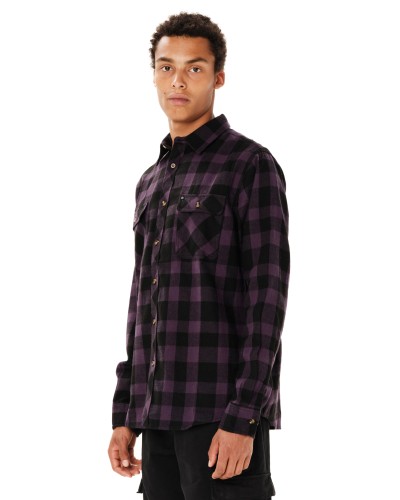 EMERSON CHECKERED FLANNEL BUTTON DOWN SHIRT 262.EM60.80 D.GRAPE/BLACK