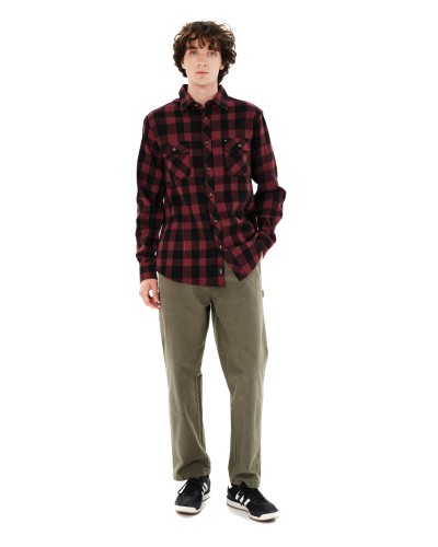 EMERSON CHECKERED FLANNEL BUTTON DOWN SHIRT 262.EM60.80 BEET RED/BLACK
