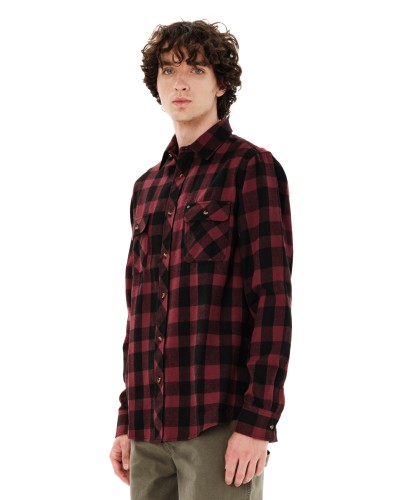 EMERSON CHECKERED FLANNEL BUTTON DOWN SHIRT 262.EM60.80 BEET RED/BLACK
