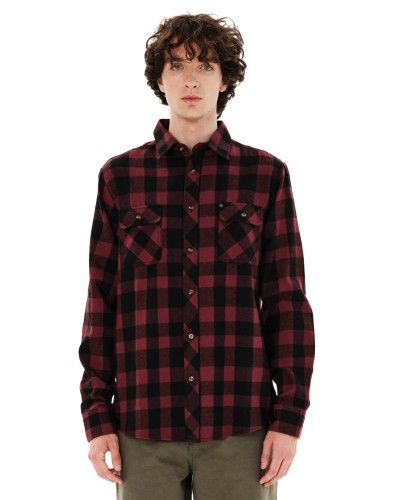 EMERSON CHECKERED FLANNEL BUTTON DOWN SHIRT 262.EM60.80 BEET RED/BLACK