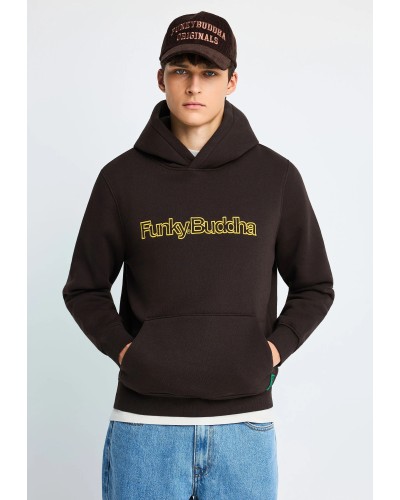 FUNKY BUDDHA HOODIE FBM014-030-06 BITTER CHOCOLATE