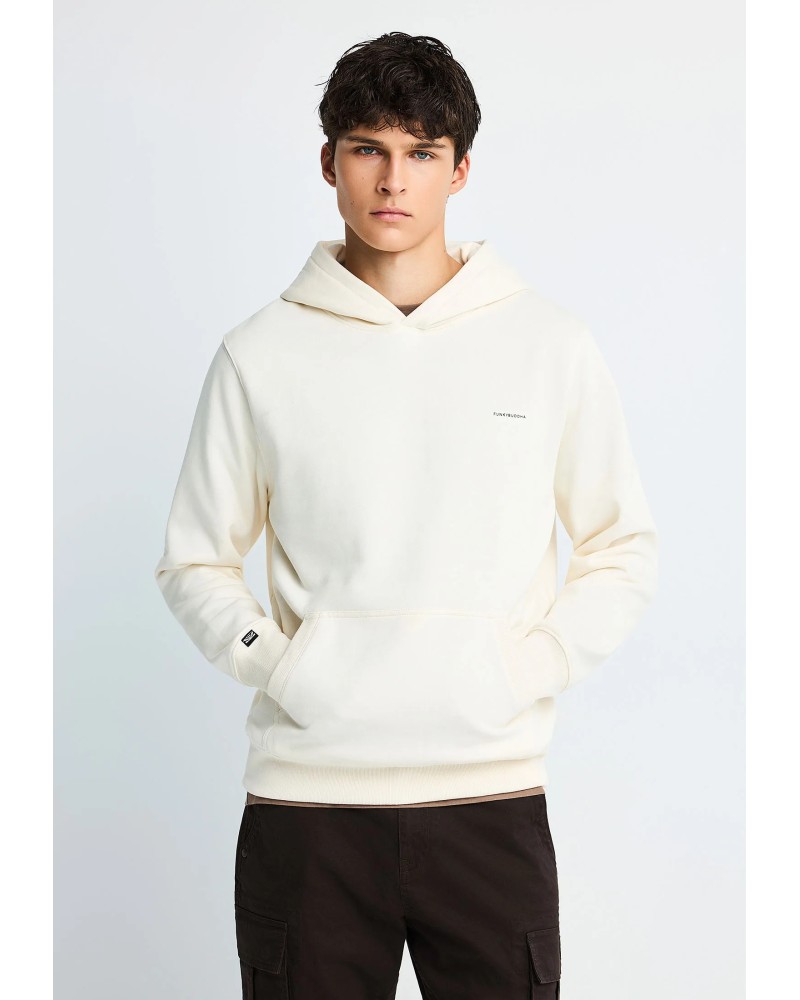 FUNKY BUDDHA HOODIE FBM014-002-06 CHALK