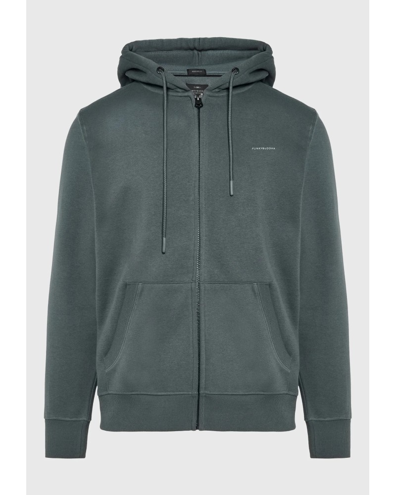 FUNKY BUDDHA FULL ZIP HOODIE FBM014-001-06 GREEN STORM