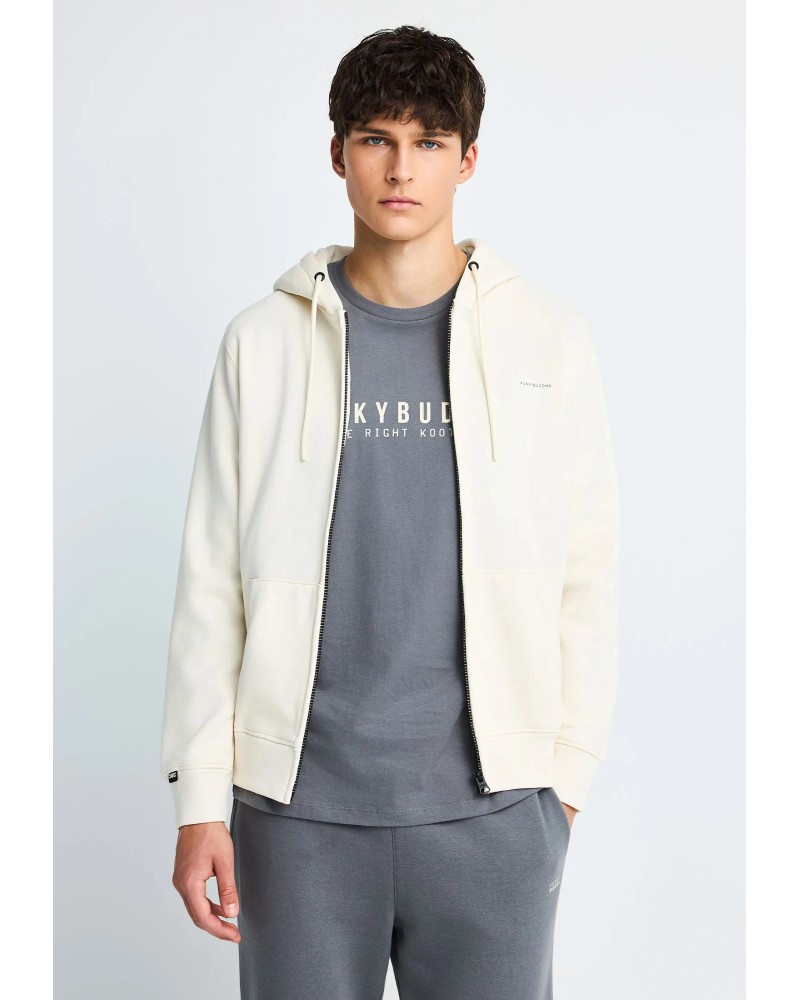 FUNKY BUDDHA FULL ZIP HOODIE FBM014-001-06 CHALK