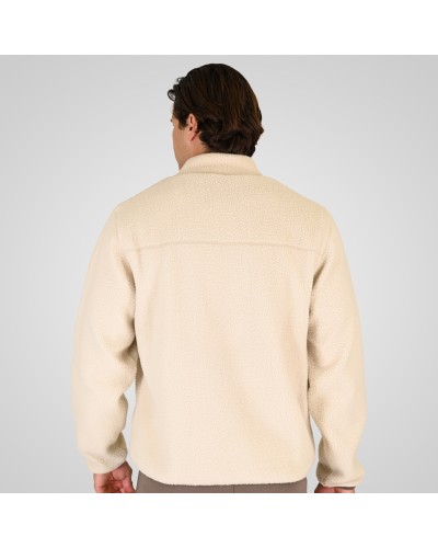 REBASE 262.RFT-7080 OFF WHITE SHERPA FULL ZIP WITH PATCH CHEST POCKET OFF WHITE