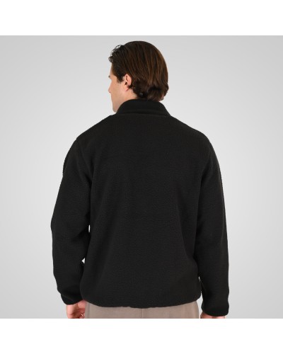 REBASE 262.RFT-7080 BLACK SHERPA FULL ZIP WITH PATCH CHEST POCKET OFF WHITE