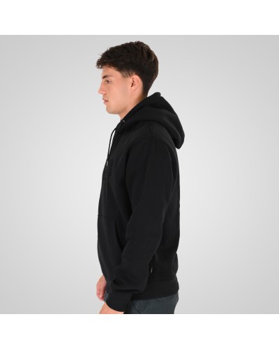 REBASE 262RTOP-1103 BLACK HOODIE WITH PRESSED-EMBOSSED PRINT (BRUSHED FLEECE)
