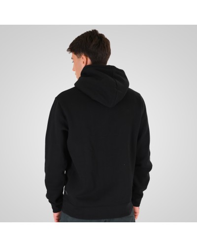 REBASE 262RTOP-1103 BLACK HOODIE WITH PRESSED-EMBOSSED PRINT (BRUSHED FLEECE)
