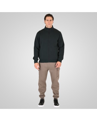 REBASE 262.RTOP-1172 FOREST GREEN FULL-ZIP TOP WITH STAND-UP COLLAR (BRUSHED FLEECE)