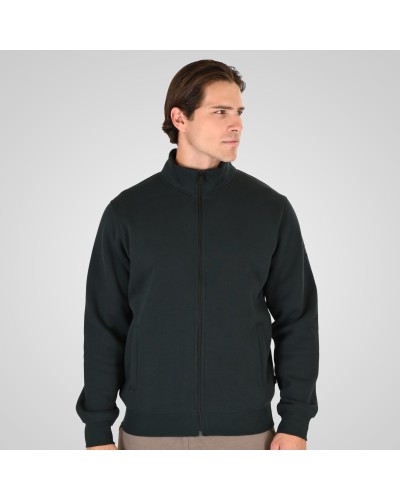 REBASE 262.RTOP-1172 FOREST GREEN FULL-ZIP TOP WITH STAND-UP COLLAR (BRUSHED FLEECE)