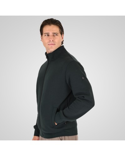 REBASE 262.RTOP-1172 FOREST GREEN FULL-ZIP TOP WITH STAND-UP COLLAR (BRUSHED FLEECE)