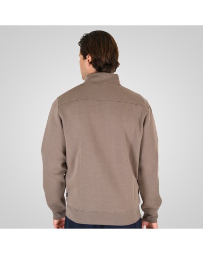 REBASE 262.RTOP-1172 TAUPE FULL-ZIP TOP WITH STAND-UP COLLAR (BRUSHED FLEECE)