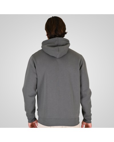 REBASE 262.RTOP-1124 CLOUDY GREY HOODIE FULL-ZIP WITH HIGH DENSITY PRINT AND ZIPPER POCKETS (BRUSHED FLEECE)